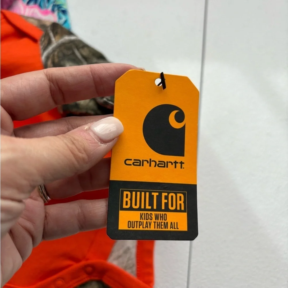 Carhartt Orange and‎ Camouflage Baby Bodysuit